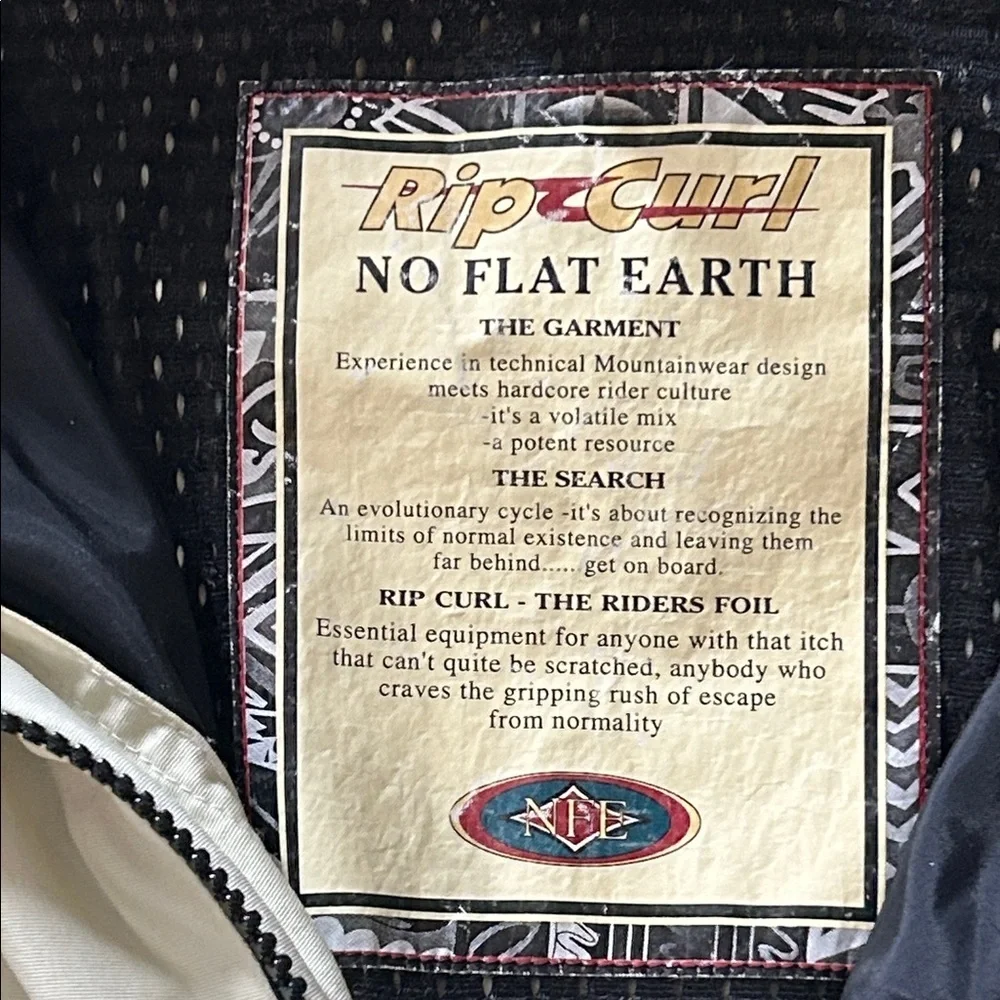 Rare‎ Vintage Rip Curl No Flat Earth Y2K 1/4 Zip Pull Over Side Zip XL Coat